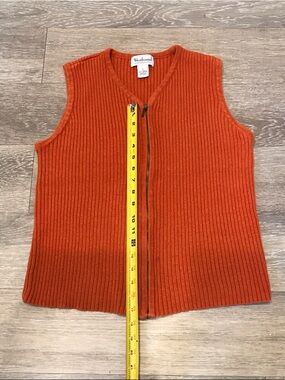 Westbound Ribbed Zip-Front Knit Vest in Orange